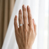 White gold Bezel Set Round Solitaire Beaded Band Ring_6