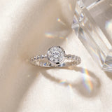 White gold Bezel Set Round Solitaire Beaded Band Ring_9