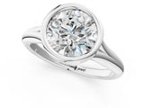 White gold Bezel Set Round Solitaire Diamond Ring with Smooth Band 2