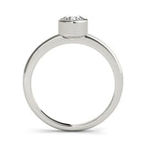 White gold Bezel Set Round Solitaire Engagement Ring with Classic Band 2