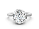 White gold Bezel Set Round Solitaire Engagement Ring with Classic Band_38