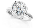 White gold Bezel Set Round Solitaire Engagement Ring with Classic Band_39