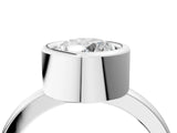 White gold Bezel Set Round Solitaire Engagement Ring with Classic Band_42