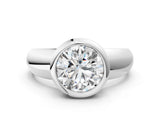 White gold Bezel Set Round Solitaire Ring with Wide Band 1
