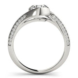 White gold Bezel Set Round Solitaire Twist Band Engagement Ring 2