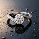 White gold Bezel Set Round Solitaire Twist Band Engagement Ring_30
