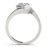 White gold Bezel Set Round Solitaire Twist Band Ring 1