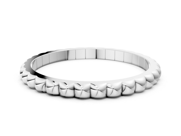 Silver Bezel Set Round Stone Eternity Band