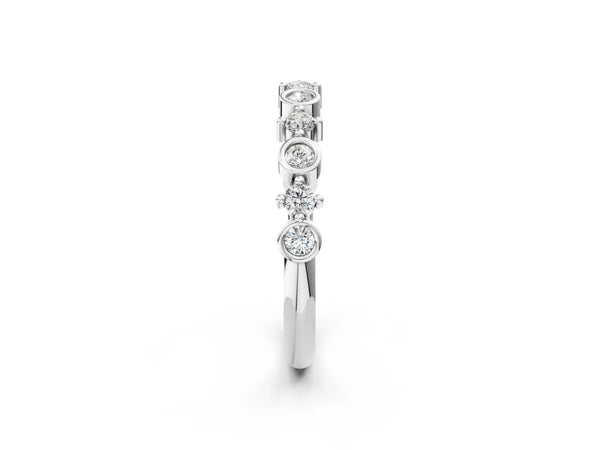 Platinum Bezel and Prong Set Round Diamond Half Eternity Band