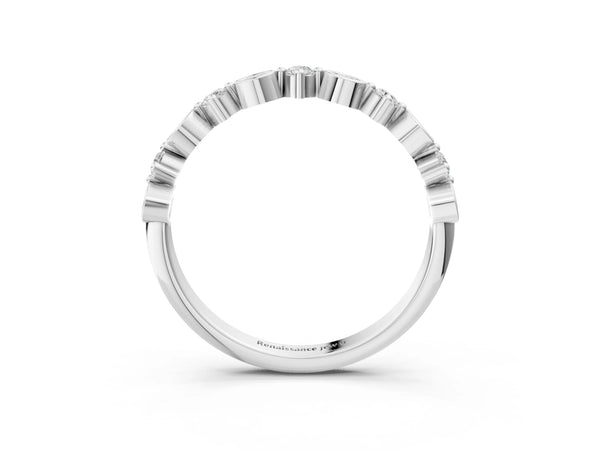 White gold Bezel and Prong Set Round Diamond Half Eternity Band