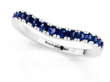 White gold Blue Sapphire Pavé Curved Wedding Band_7