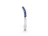White gold Blue Sapphire Pavé Curved Wedding Band_8