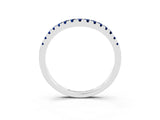 White gold Blue Sapphire Pavé Curved Wedding Band_9