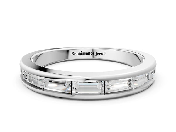 White gold Channel-Set Baguette Diamond Eternity Band
