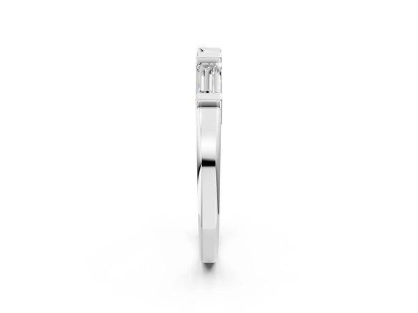Platinum Channel Set Baguette Diamond Flat Band with Bar Prong Setting