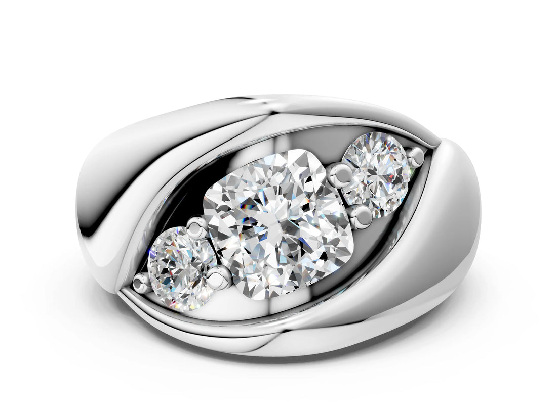 White gold Channel Set Cushion Diamond Crossover Band_6