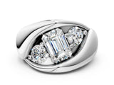 White gold Channel Set Emerald Diamond Crossover Band_6
