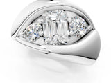 White gold Channel Set Emerald Diamond Crossover Band_7