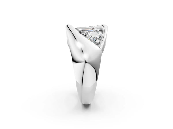 White gold Channel Set Emerald Diamond Crossover Band