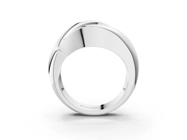 White gold Channel Set Emerald Diamond Crossover Band