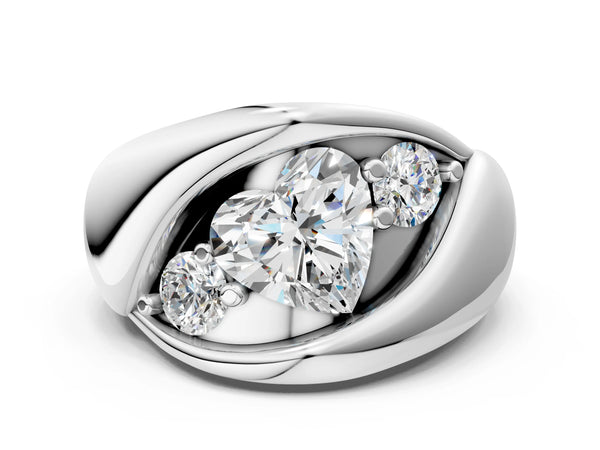 White gold Channel Set Heart Diamond Crossover Band