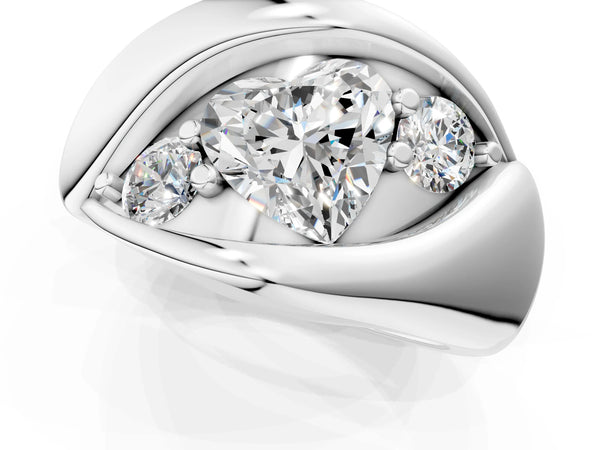 White gold Channel Set Heart Diamond Crossover Band