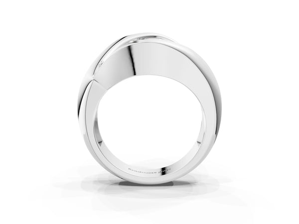 White gold Channel Set Heart Diamond Crossover Band