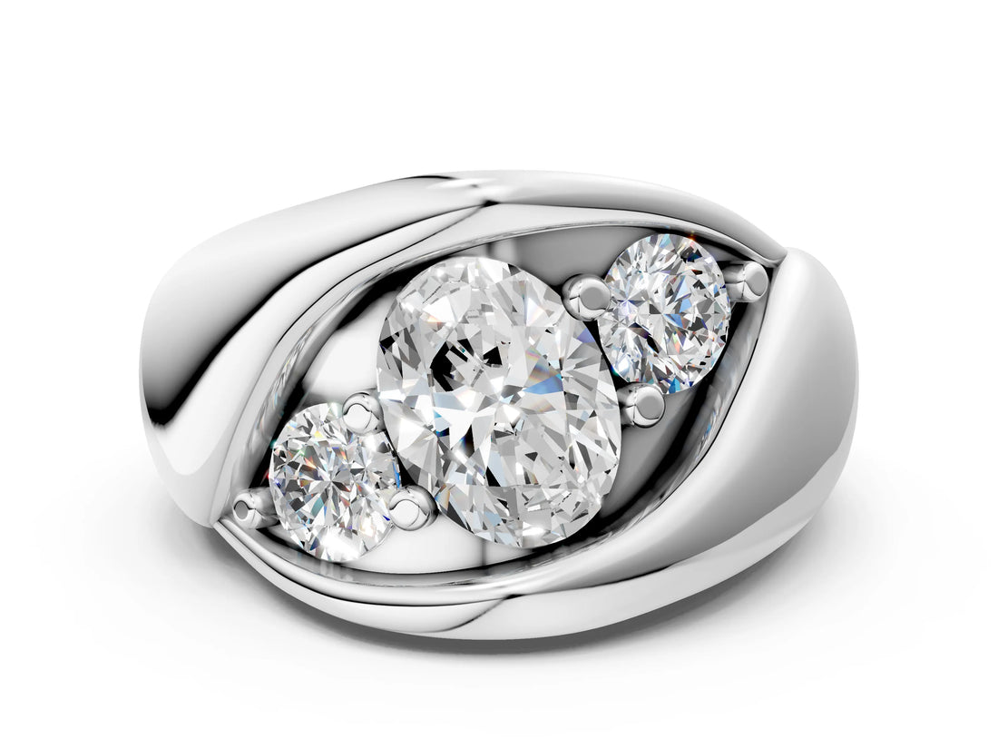 White gold Channel Set Oval Diamond Crossover Band_6