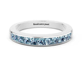 White gold Channel Set Princess Cut Aquamarine Eternity Band_6