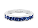 White gold Channel Set Princess Cut Blue Sapphire Eternity Band_6