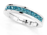 White gold Channel Set Princess Cut Blue Topaz Eternity Band_85
