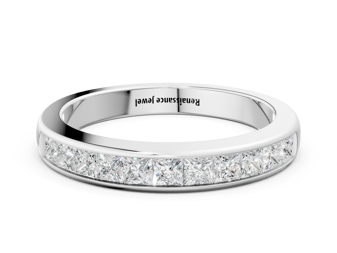 White gold Channel Set Princess Cut Diamond Eternity Band_101