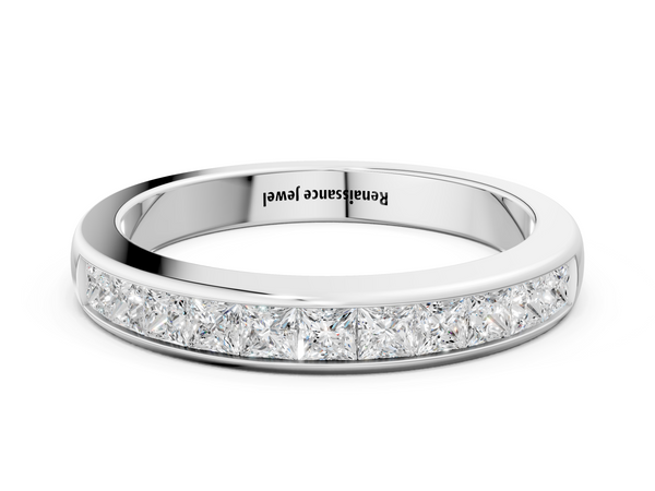 White gold Channel Set Princess Cut Diamond Eternity Band