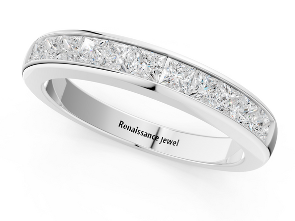Platinum Channel Set Princess Cut Diamond Eternity Band