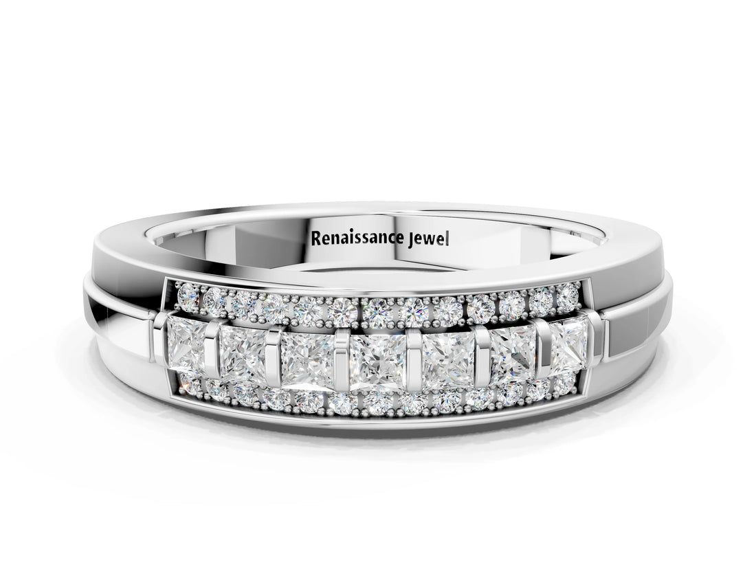 White gold Channel-Set Princess Cut Diamond Pavé Band_210