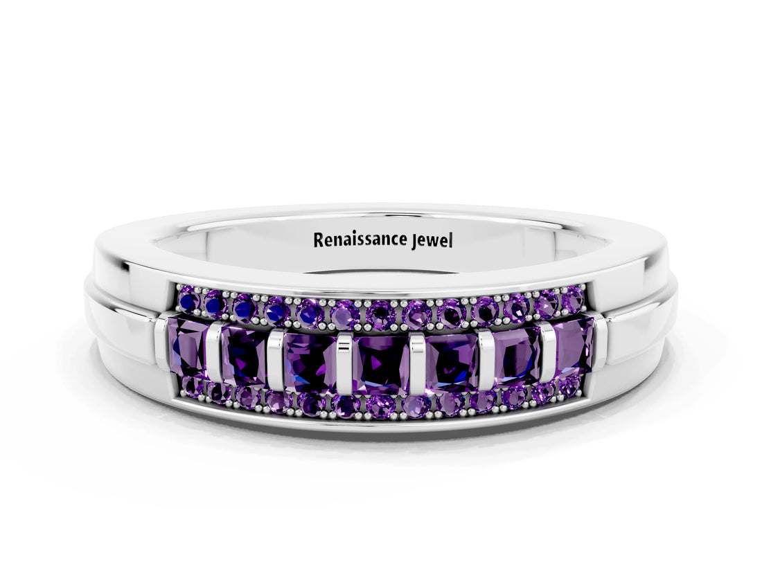 White gold Channel-Set Princess Cut Diamond Pavé Band_30