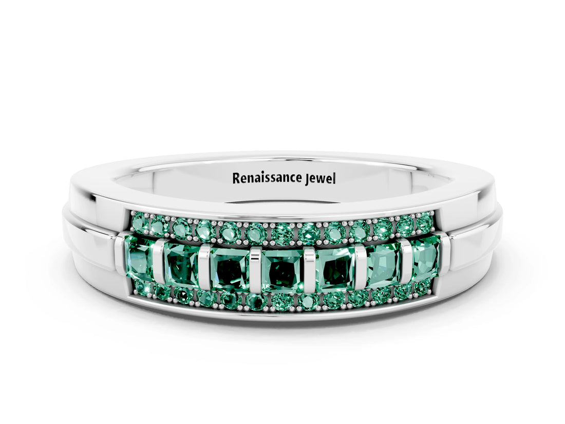 White gold Channel-Set Princess Cut Diamond Pavé Band_30