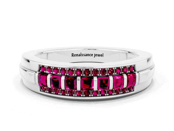 White gold Channel-Set Princess Cut Diamond Pavé Band