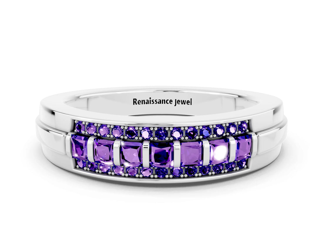 White gold Channel-Set Princess Cut Diamond Pavé Band_30