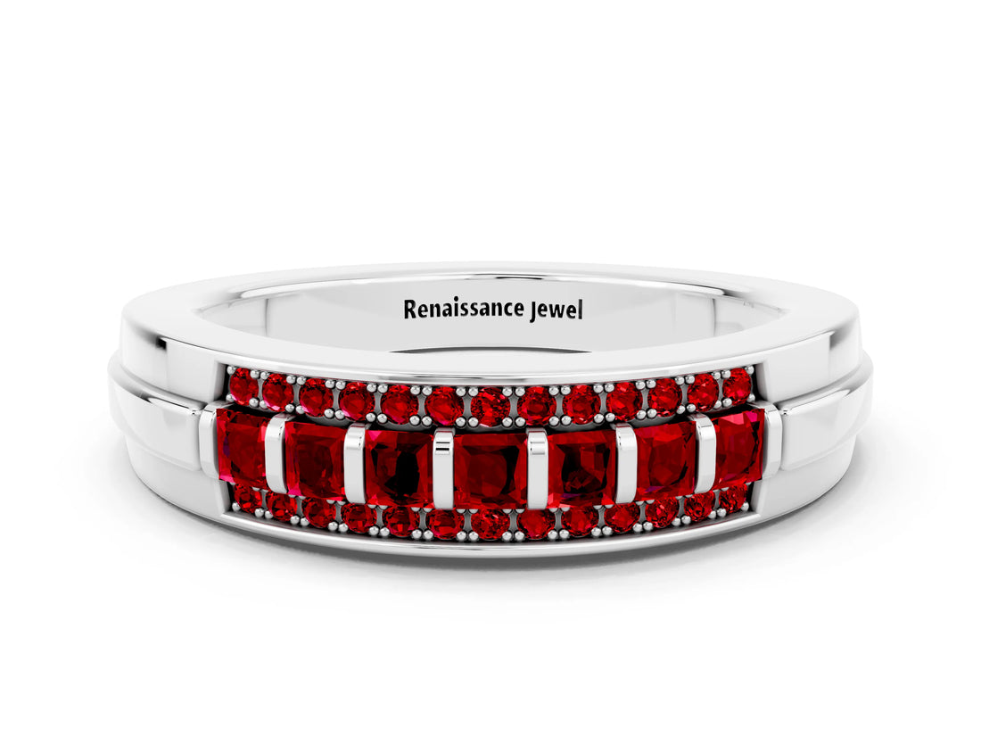 White gold Channel-Set Princess Cut Diamond Pavé Band_30