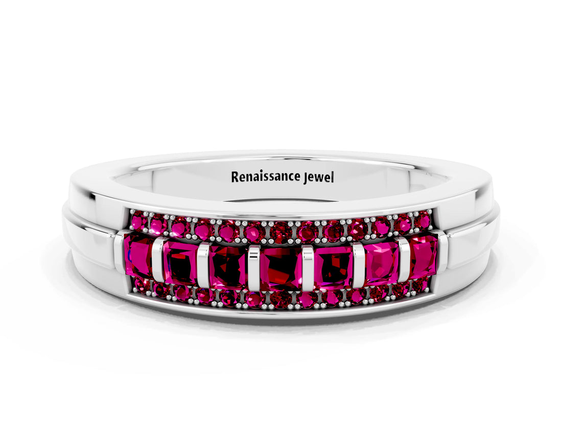 White gold Channel-Set Princess Cut Diamond Pavé Band_30