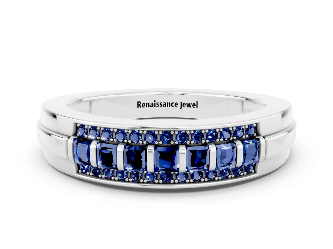 White gold Channel-Set Princess Cut Diamond Pavé Band_30