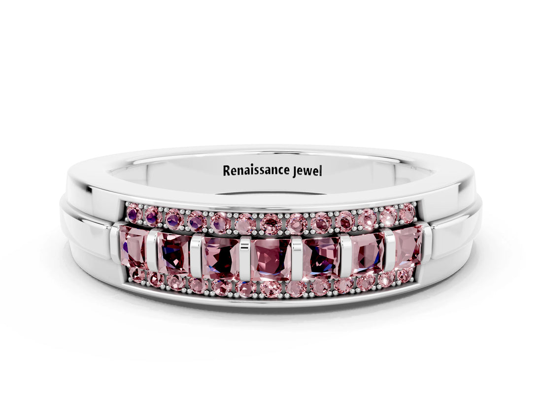White gold Channel-Set Princess Cut Diamond Pavé Band_30