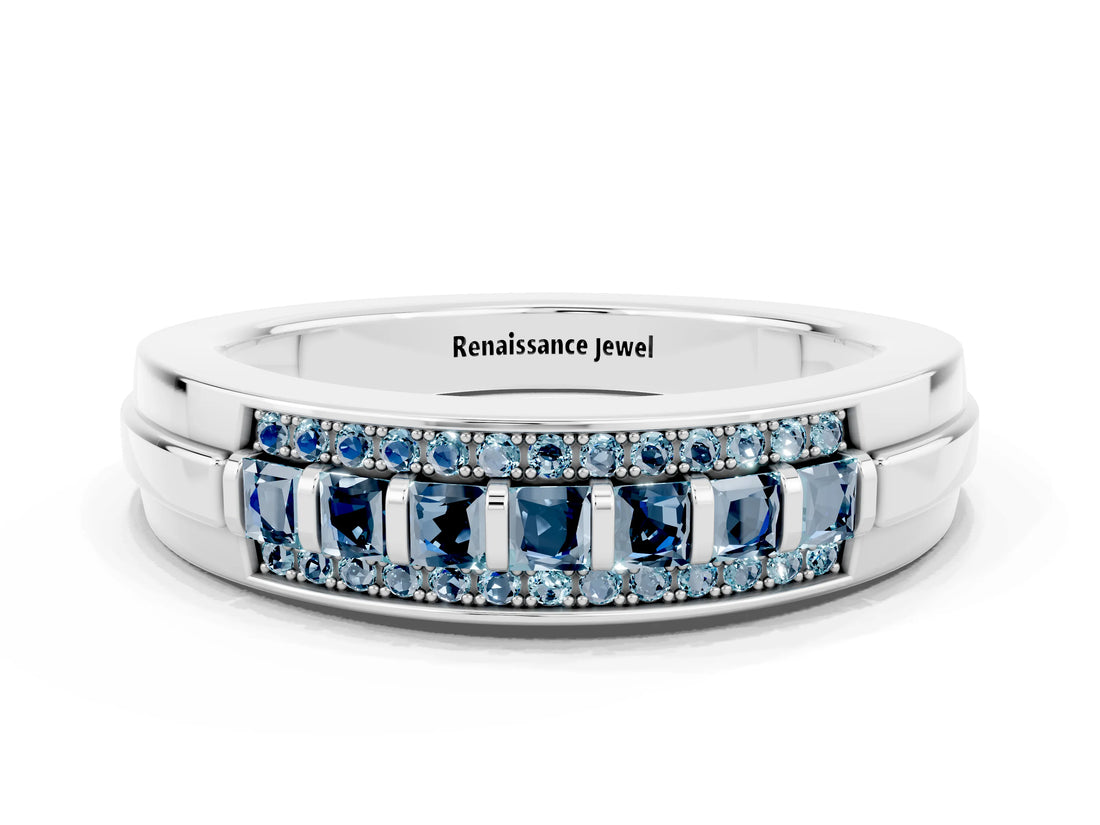 White gold Channel-Set Princess Cut Diamond Pavé Band_30
