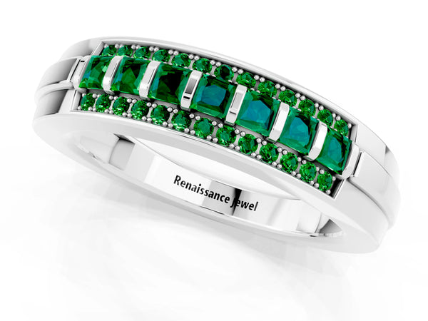White gold Channel-Set Princess Cut Diamond Pavé Band
