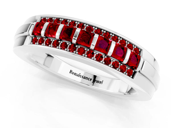 White gold Channel-Set Princess Cut Diamond Pavé Band