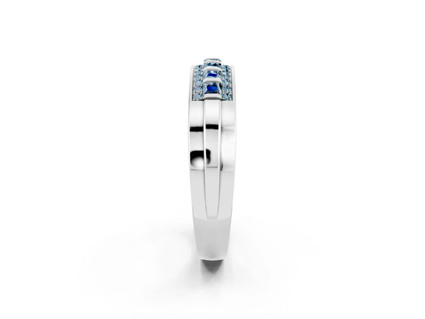 Platinum Channel-Set Princess Cut Diamond Pavé Band