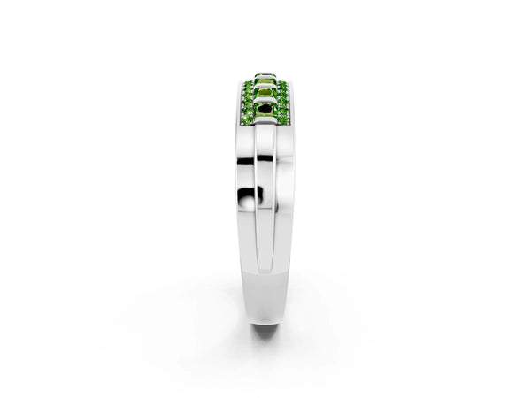 Platinum Channel-Set Princess Cut Diamond Pavé Band