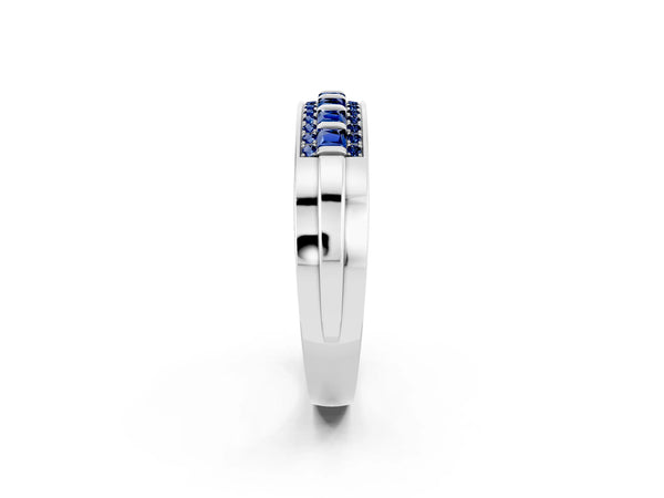 Platinum Channel-Set Princess Cut Diamond Pavé Band