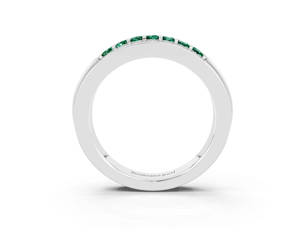 Platinum Channel-Set Princess Cut Diamond Pavé Band